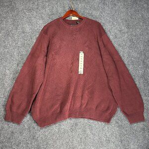 Guide Series Sweater Mens 2XL Burgundy Cotton Cable Knit Pullover Ribbed Hem NEW